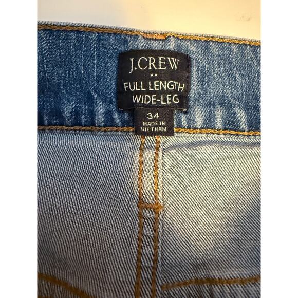 NWT J.Crew Wide-Leg Full-Length Jeans Sz 34 Light Wash High Rise Stretch - Picture 3 of 10